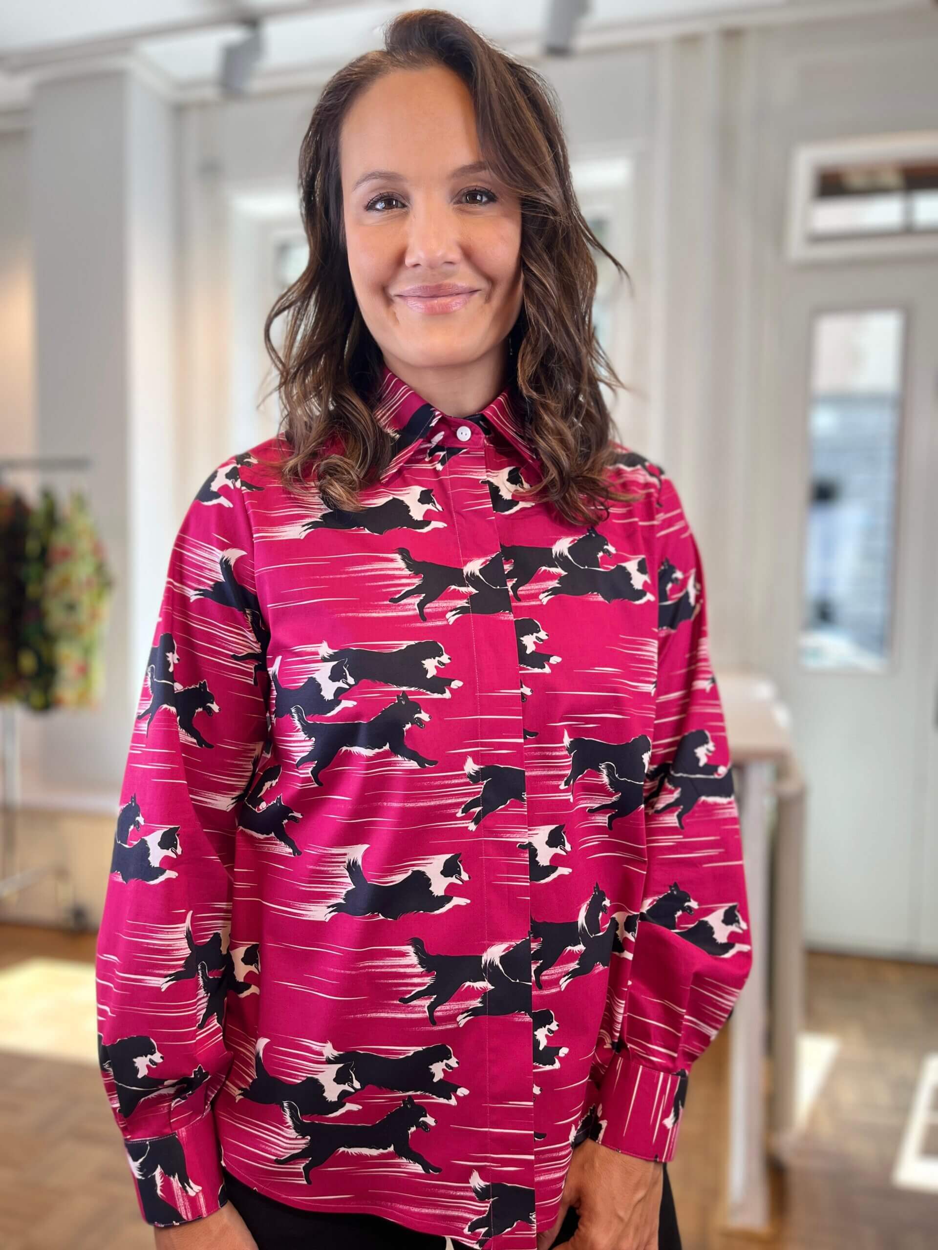 Fluffy Dogs Running – Blouse Cotton/Elastan
