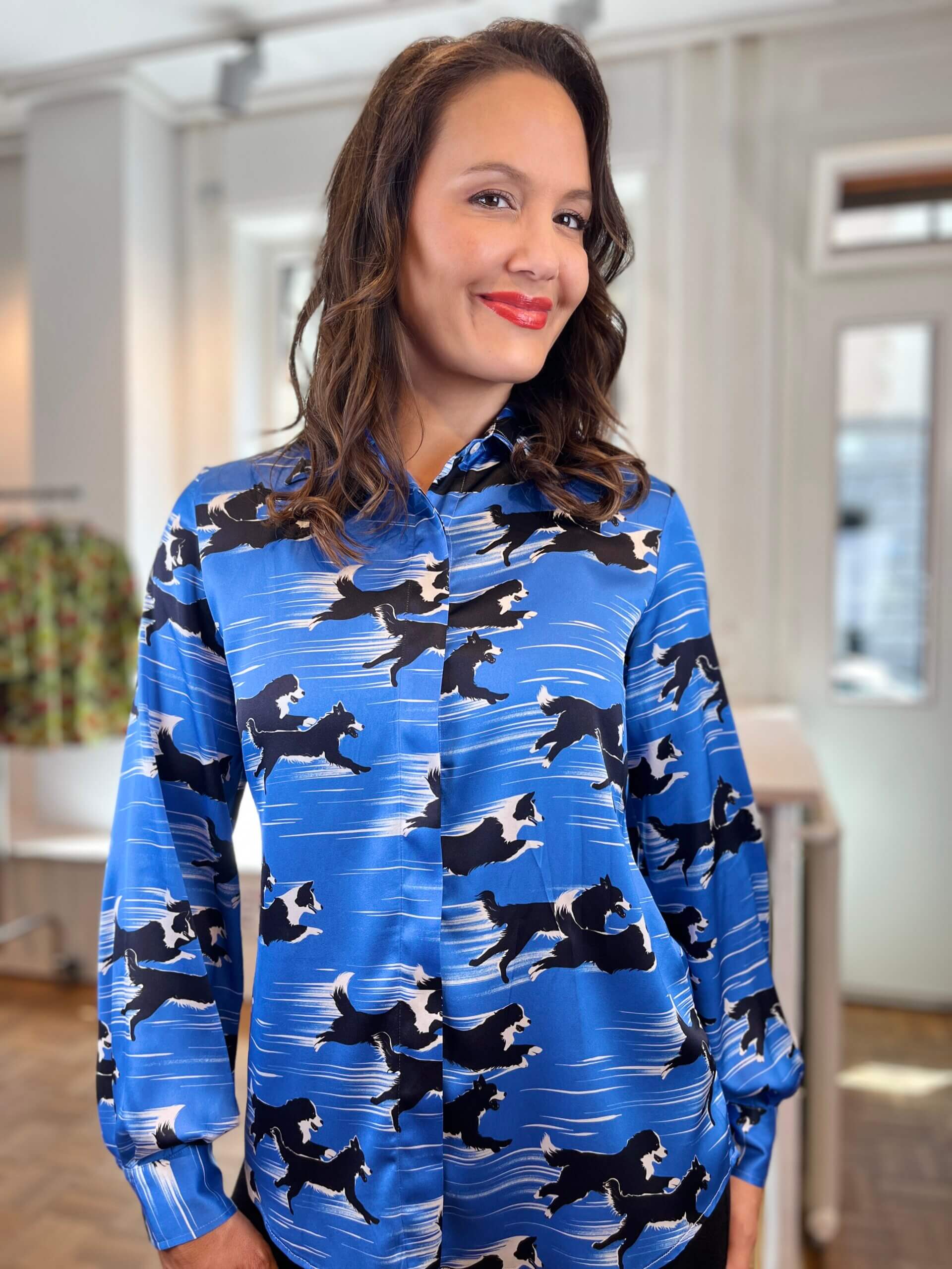 Fluffy Dogs Running – Silk Blouse