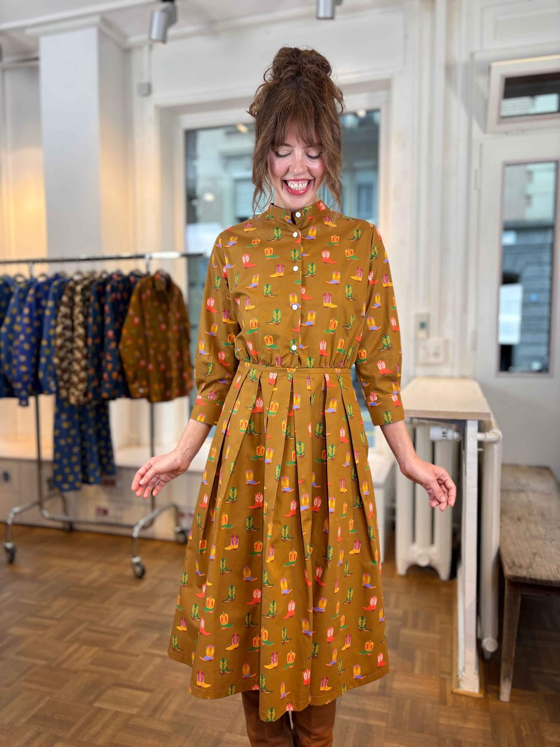 Cowboy Boots- Dress with Mao Collar